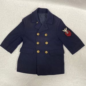 Vintage Sears nautical navy sailor pea coat size 2